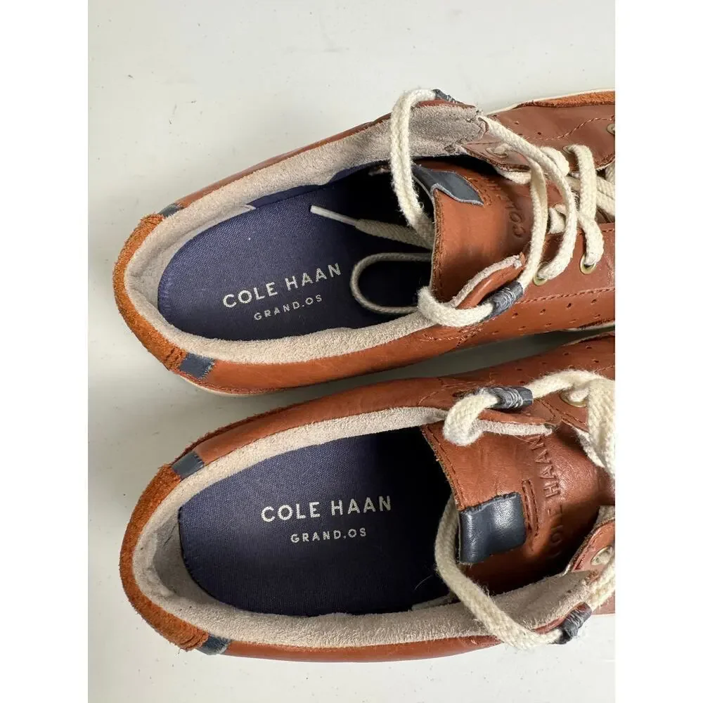 NWOT Cole Haan Men's Size 8.5 Grand OS Brown Leather Tennis Sneakers